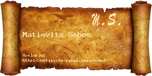 Matievits Sebes névjegykártya